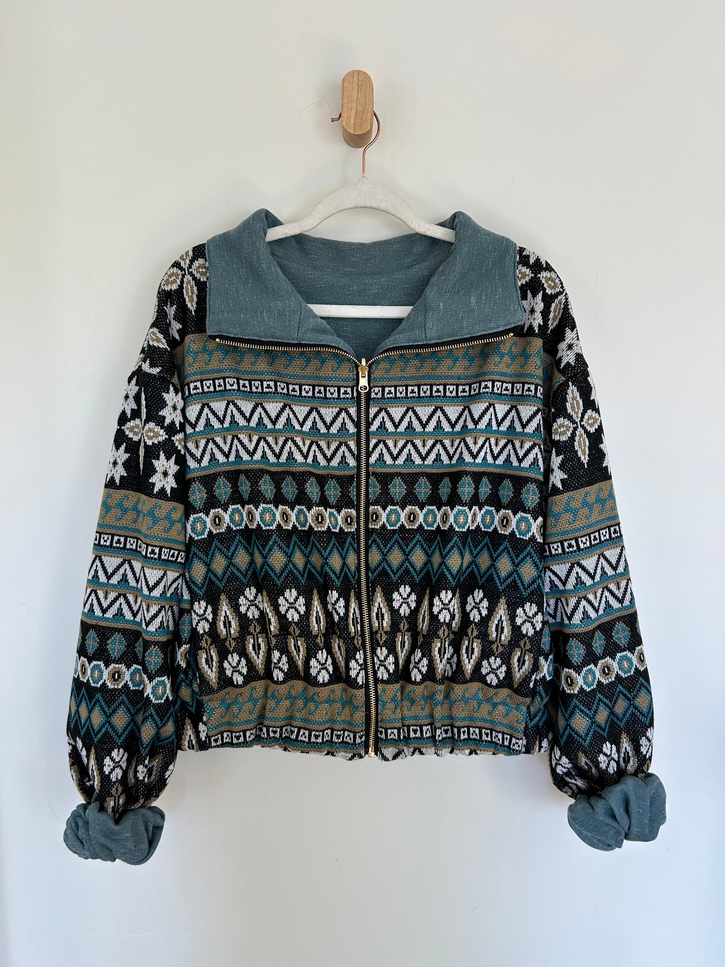 Turquoise Wave Reversible Jacket