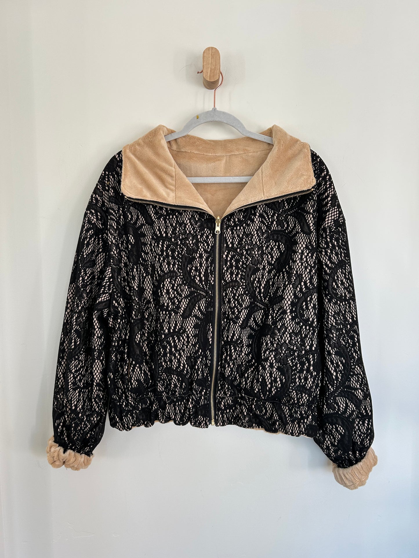 Black Lacework Reversible Jacket