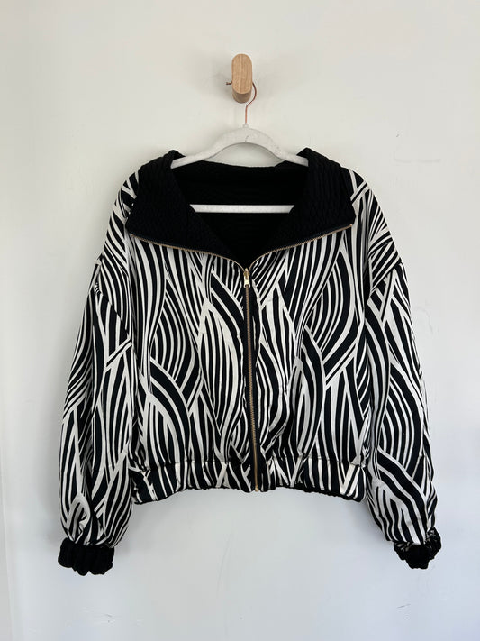 B&W Curly Stripe Reversible Jacket