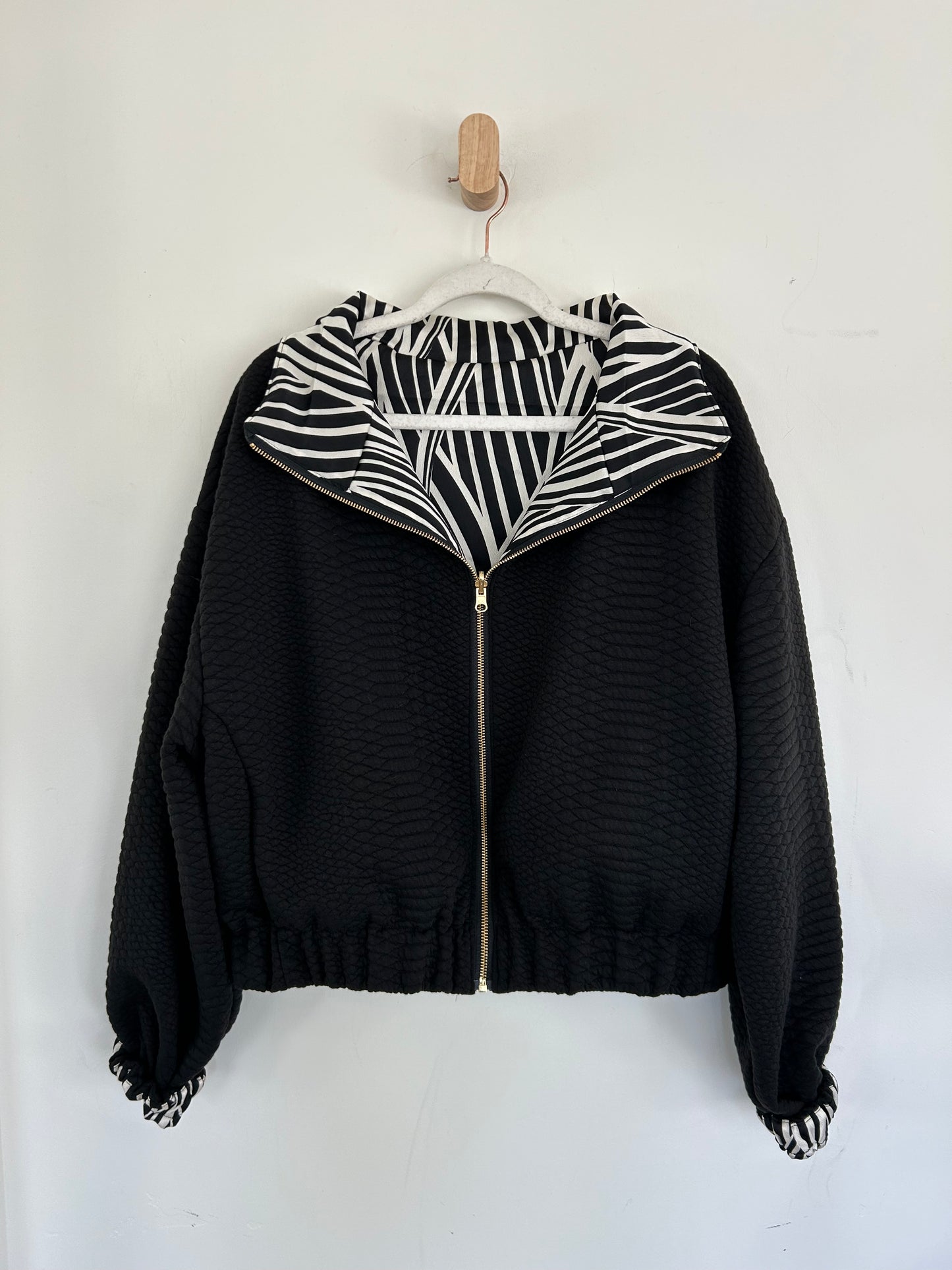 B&W Curly Stripe Reversible Jacket